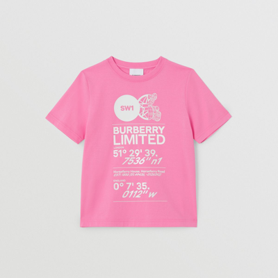 Shop Burberry Childrens Montage Print Cotton T-shirt In Bubblegum Pink