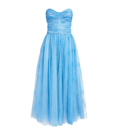 Shop Monique Lhuillier Tulle Polka Dot Gown In Blue