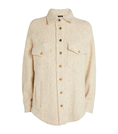 Shop Kiton Wool-cashmere-silk Shirt Jacket In Beige