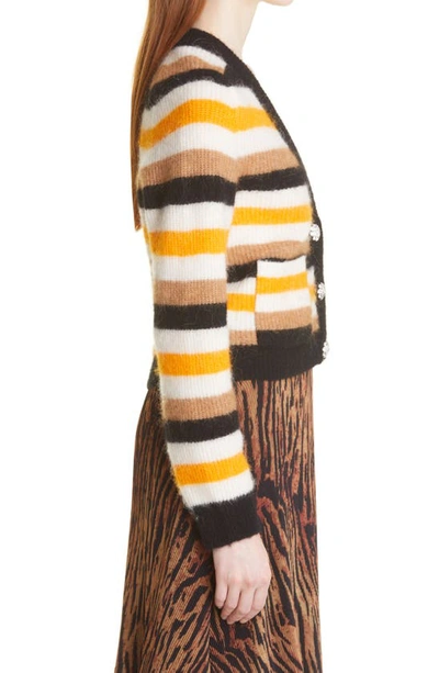 Shop Ganni Tiger Stripe Pleated Georgette Skirt In Tigers Eye