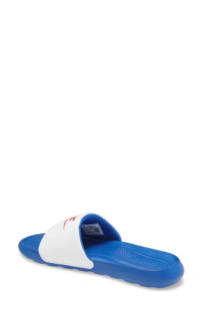 Shop Nike Victori One Sport Slide In White/ Red/ Royal