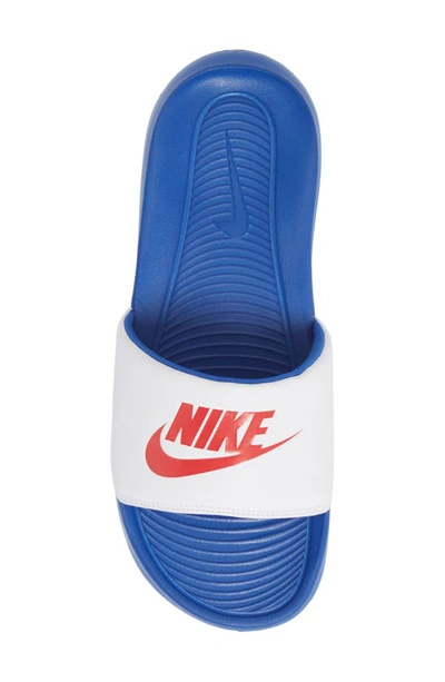 Shop Nike Victori One Sport Slide In White/ Red/ Royal