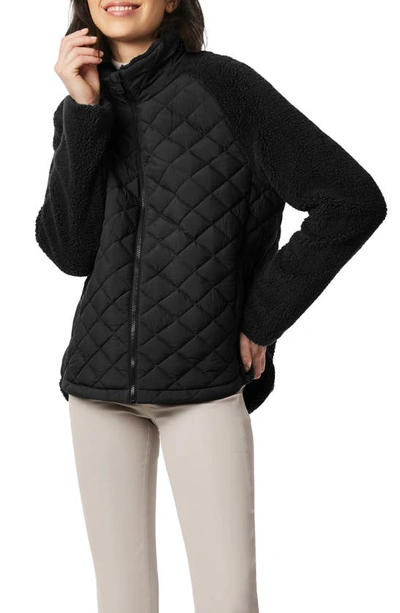 Bernardo Mixed Media Quilted Faux Fur Jacket In Black