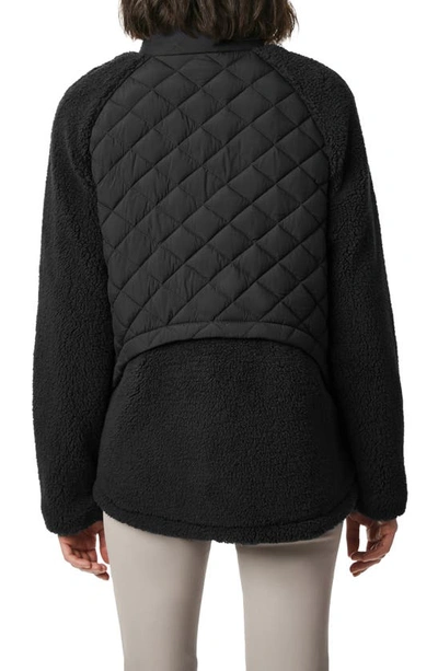 Bernardo Mixed Media Quilted Faux Fur Jacket In Black