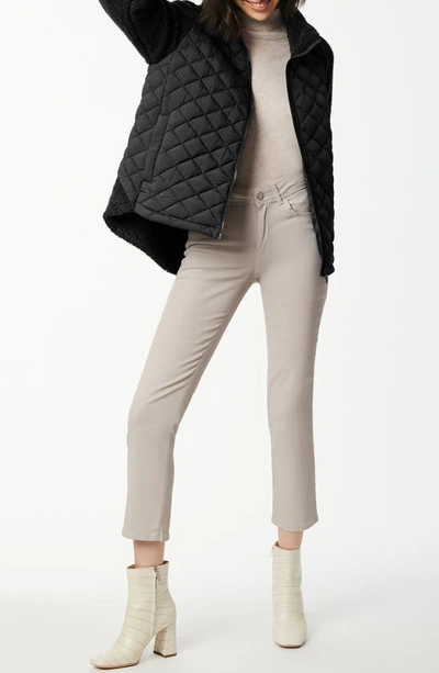 Bernardo Mixed Media Quilted Faux Fur Jacket In Black