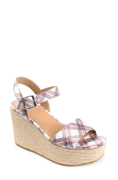 Shop Journee Collection Pearrl Espadrille Platform Wedge Sandal In Rust