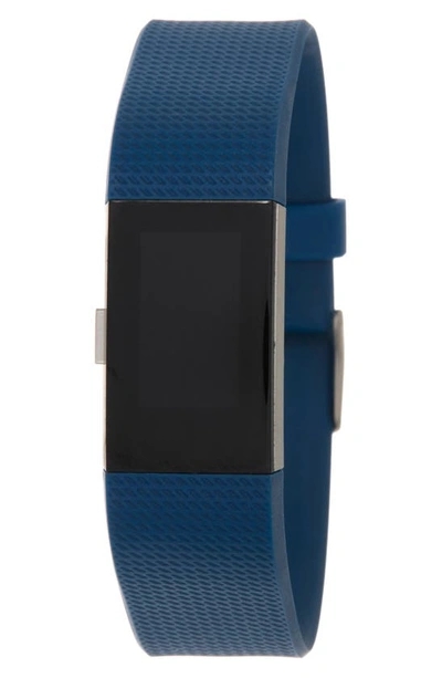 Shop Fitbit Charge 2 Fitness Wristband In Blue Silver