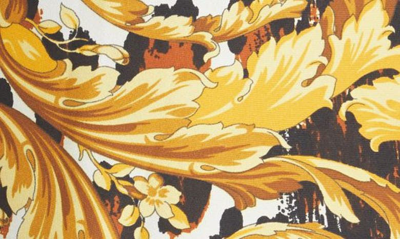 Shop Versace Wild Baroque Print Swim Trunks In Gold/ Black