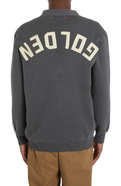 Golden Goose Micro-ribbed Cotton Cardigan In Gray