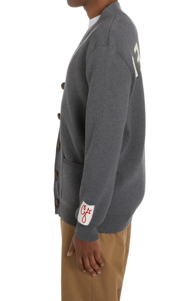 Golden Goose Micro-ribbed Cotton Cardigan In Gray