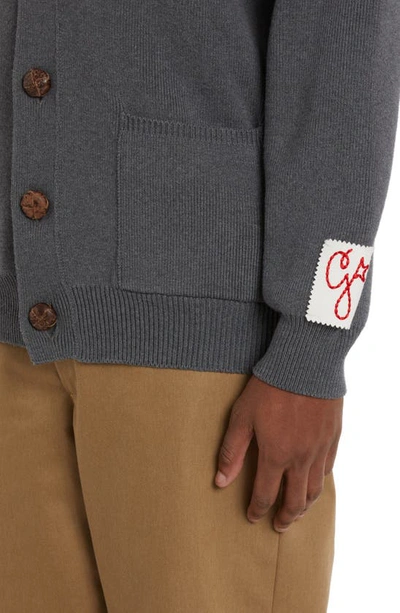 Golden Goose Micro-ribbed Cotton Cardigan In Gray