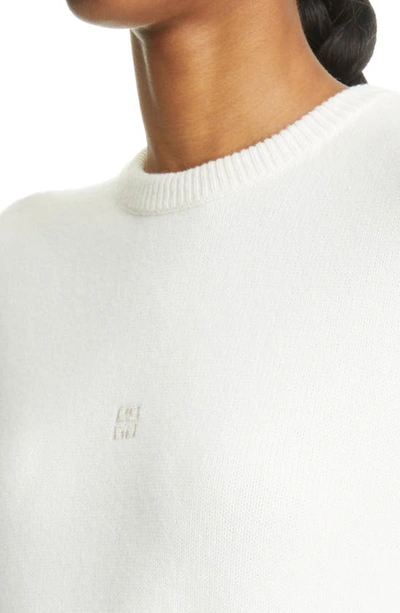 Shop Givenchy 4g Cold Shoulder Wool & Cashmere Sweater In White/ Beige