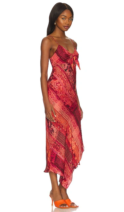 Shop Alice And Olivia Harmony Asymmetrical Midi Dress In Coral