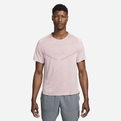 Shop Nike Dri-fit Adv Techknit Ultra Men's Short-sleeve Running Top In Elemental Pink,pink Foam