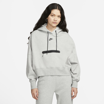 Nike Women's Sportswear Tech Fleece Over-oversized Crop Pullover Hoodie In  Dark Grey Heather/black | ModeSens