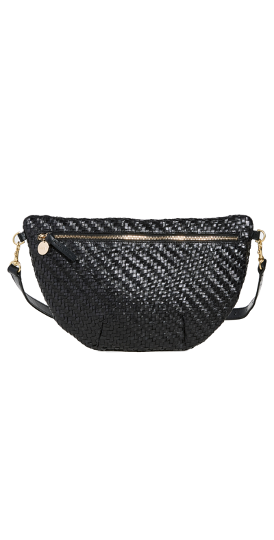 Clare V Grande Fanny Pack In Black Woven Zig-zag