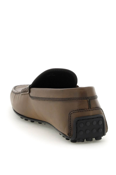 Shop Tod's Leather Gommino Driver Loafers In Brown