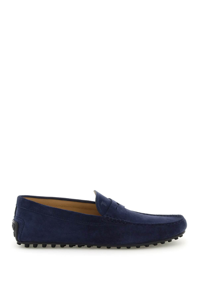 Shop Tod's Suede Leather Gommino Driver Loafers In Blue