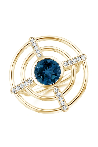 Shop Natori Infinity Concentric Circle 14k Gold And London Blue Topaz Ring In 14k Yellow Gold