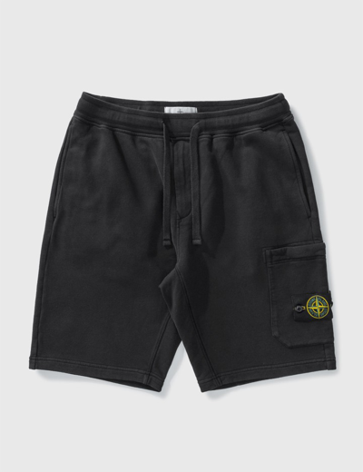 Stone Island Logo Badge Sweat Shorts In Black | ModeSens
