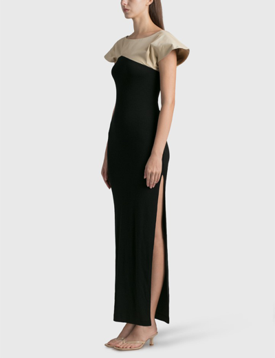 Shop Aaizél Cap Sleeve Contrast Maxi Dress In Black
