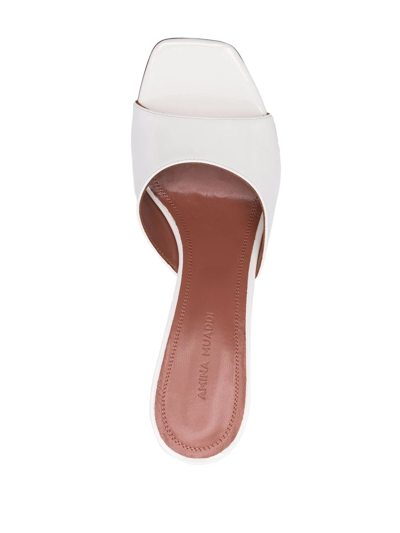 Amina Muaddi Square-headed High-heeled Sandals In White