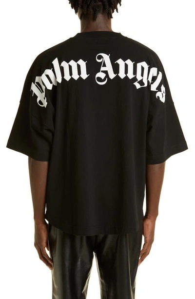 Shop Palm Angels Classic Logo Oversize Cotton Tee In Black White