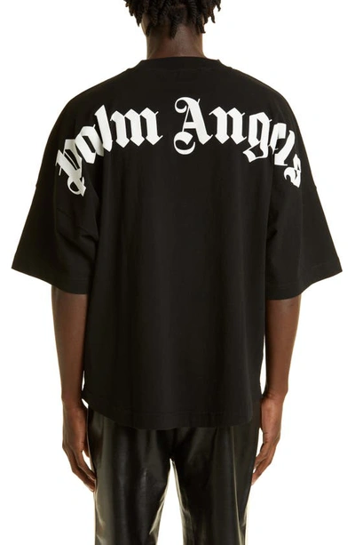 Palm Angels Mens Black White Classic Logo-print Cotton-jersey T-shirt M In Black White