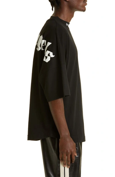 Palm Angels Mens Black White Classic Logo-print Cotton-jersey T-shirt M In Black White