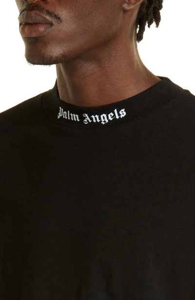 Palm Angels Mens Black White Classic Logo-print Cotton-jersey T-shirt M In Black White