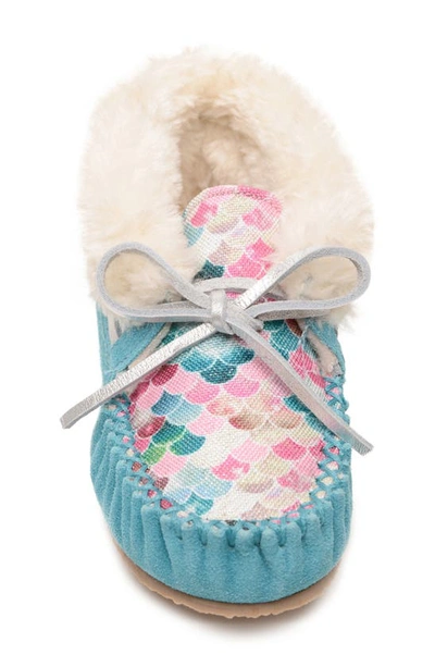 Shop Minnetonka Kids' Charley Slipper In Mermaid Turquoise