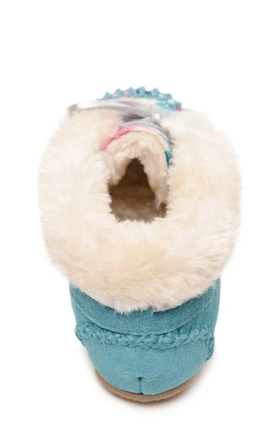 Shop Minnetonka Kids' Charley Slipper In Mermaid Turquoise