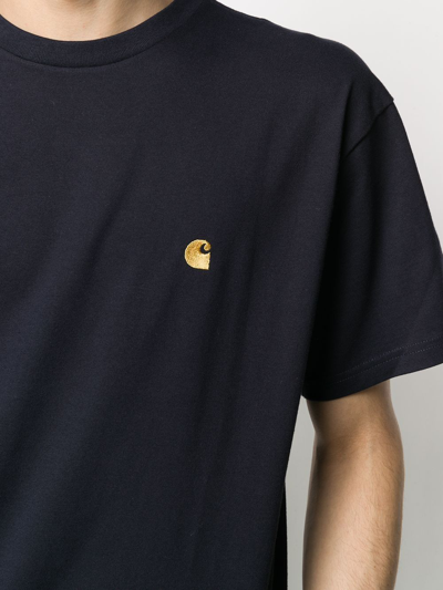 Shop Carhartt Chase Logo-embroidered T-shirt In Blue