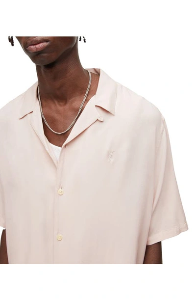 Shop Allsaints Venice Relaxed Fit Short Sleeve Button-up Camp Shirt In Ash Desert Pink