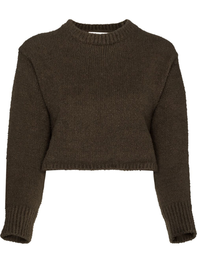 Shop Missing You Already Cotton-blend Cropped Jumper In Braun