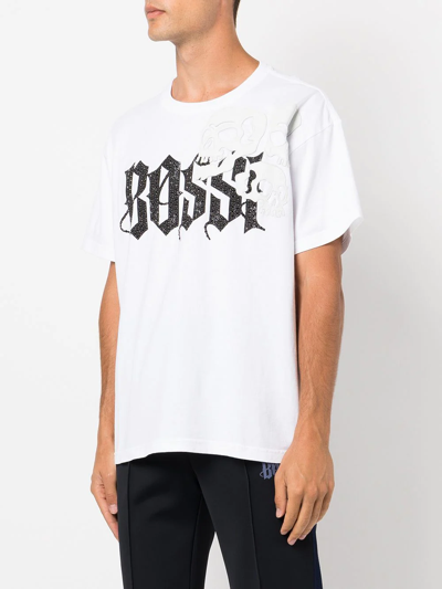 Shop Bossi Sportswear Logo-print Cotton T-shirt In White