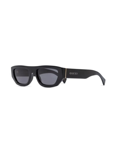 Shop Gucci Rectangle Frame Sunglasses In Black