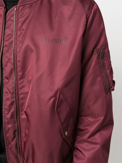 Shop Valentino Reversible Bomber Jacket In Red
