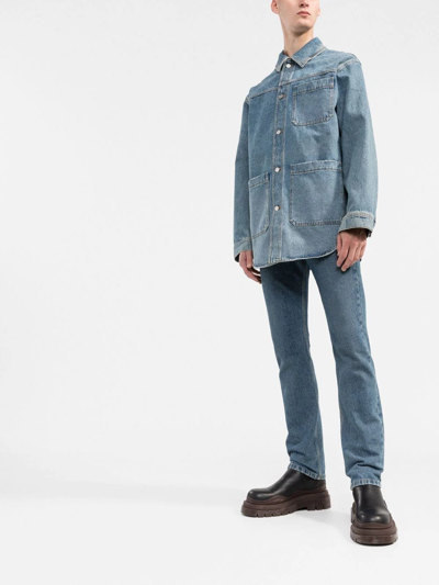 Valentino Vlogo Signature Denim Overshirt In Blau