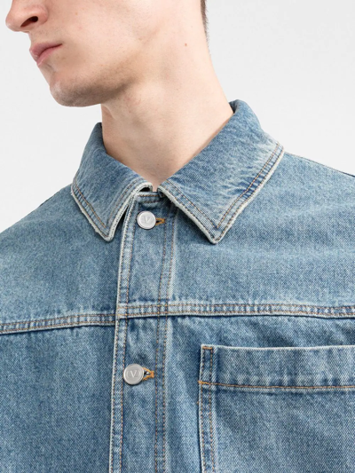 Valentino Vlogo Signature Denim Overshirt In Blau