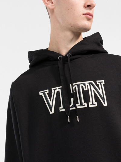 Shop Valentino Logo-print Cotton Hoodie In Schwarz