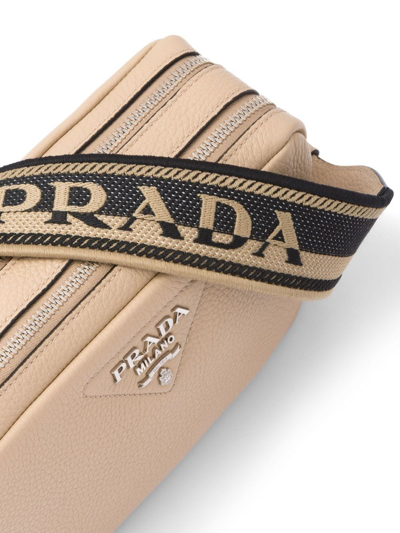 Shop Prada Flou Leather Shoulder Bag In Neutrals