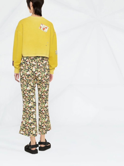 Shop Marni Floral-print Pull-on Trousers In Black