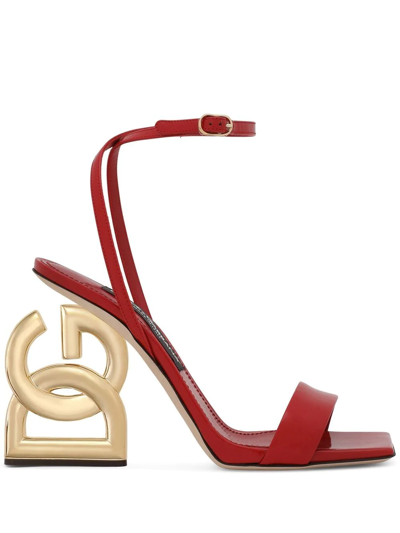 Shop Dolce & Gabbana 3.5 105mm Patent Leather Sandals In Red