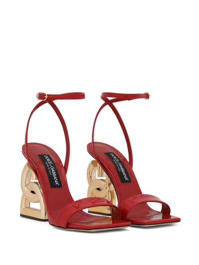 Shop Dolce & Gabbana 3.5 105mm Patent Leather Sandals In Red