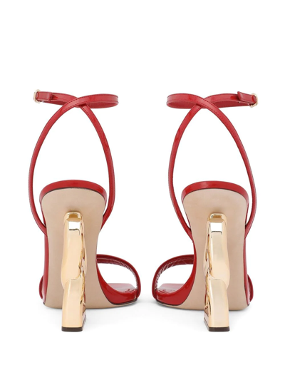 Dolce & Gabbana 105mm Patent Iconic Dg Heel Sandals In Red