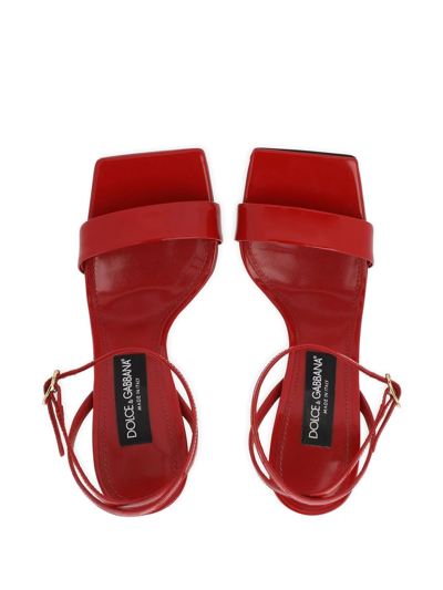 Dolce & Gabbana 105mm Patent Iconic Dg Heel Sandals In Red