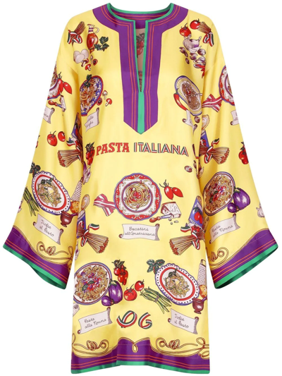 Shop Dolce & Gabbana Graphic-print Kaftan In Yellow