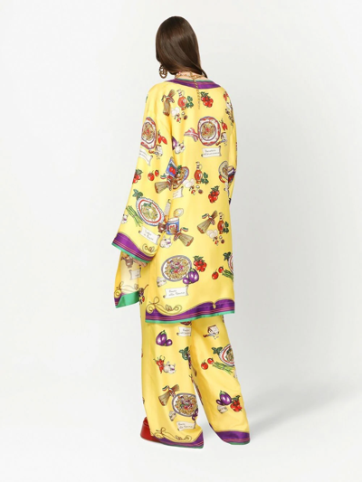 Shop Dolce & Gabbana Graphic-print Kaftan In Yellow