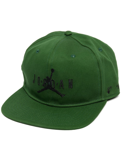 Shop Jordan Cotton Embroidered Logo Cap In Green